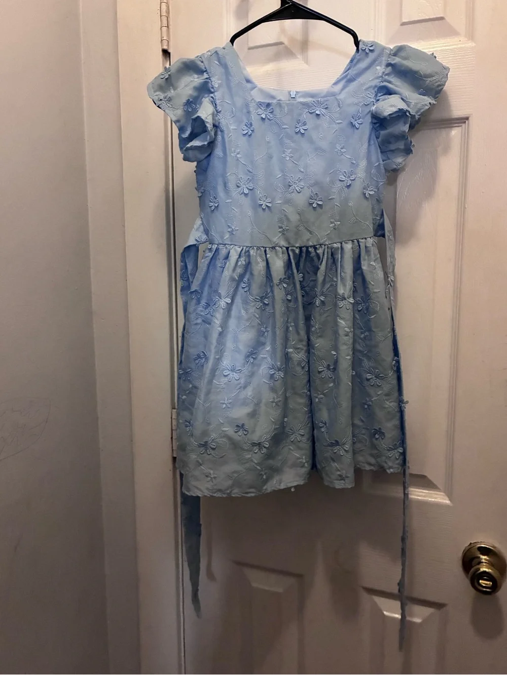 Girls Sky Blue Floral Dress – Size Unknown